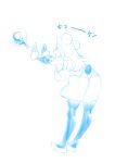  2016 :d anthro bare_shoulders bent_over biped blue_and_white butt clothed clothing digital_media_(artwork) female full-length_portrait fur giant_panda hair japanese_text kazuhiro kemono long_hair mammal medium_hair monochrome open_mouth open_smile outstretched_arms panties plantigrade portrait round_ears short_hair short_tail smile solo text underwear ursid 