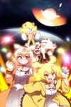  2boys 2girls :d akainu_pony animal_ears blonde_hair bone_hair_ornament breasts claw_pose closed_mouth dog_ears dog_tail dual_persona furry furry_male gloves hair_ornament highres hololive inugami_korone jacket long_hair multicolored_hair multiple_boys multiple_girls open_mouth red_eyes red_hair serious shadow_the_hedgehog smile sonic_(series) sonic_adventure_2 sonic_the_hedgehog space_colony_ark super_shadow super_sonic tail two-tone_hair v-shaped_eyebrows virtual_youtuber white_gloves white_hair yellow_jacket 