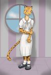  absurd_res anthro beastars breasts cheetah clothed clothing conditional_dnp felid feline female footwear fur giftheck hi_res looking_at_viewer mammal markings neckerchief school_uniform sheila_(beastars) shoes solo spots spotted_markings uniform 