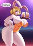  anthro big_breasts blonde_hair breasts carrot_(one_piece) clothed clothing english_text female hair hi_res lagomorph leporid mammal mleonheart one_piece rabbit solo text 