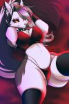  absurd_res anthro breasts canid canid_demon cleavage clothed clothing collar demon female fur grimmith_(artist) hellhound helluva_boss hi_res legwear loona_(helluva_boss) mammal multicolored_body multicolored_fur panties solo spiked_collar spikes thigh_highs two_tone_body two_tone_fur underwear 