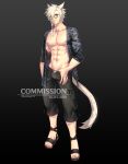  abs absurdres animal_ears cat_ears commission final_fantasy final_fantasy_xiv glasses highres kurohitsuji_th miqo&#039;te muscular nipples open_clothes open_shirt 