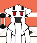  anthro canid canine canis changed_(video_game) clothing coat dr._k_(changed) drnicktcoil hi_res humanoid lab_coat latex latex_creature male mammal red_eyes solo topwear white_body wolf 