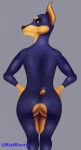  absurd_res anthro butt canid canine canis dobermann domestic_dog female hi_res kut_kurry looking_at_viewer mammal nub_tail nude pinscher simple_background solo 