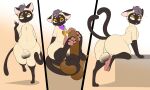  animal_genitalia anthro balls bedroom_eyes big_butt blep bodily_fluids butt claws collar conditional_dnp domestic_cat duo erection felid feline felis fully_sheathed genital_fluids genitals half-closed_eyes hi_res hindpaw male male/male mammal multi_tail narrowed_eyes pawjab paws penile_spines penis precum prehensile_tail presenting psy101 red_eyes seductive sheath smile tongue tongue_out whiskers wide_hips 