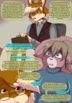  2021 anthro babystar biped clothing comic detailed_background dialogue duo english_text eyewear female fur gem_(babystar) glasses hair hi_res shirt sitting speech_bubble text topwear 