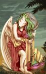  2015 absurd_res alumx anthro birth_of_venus clothed clothing detailed_background equid equine eyes_closed feathered_wings feathers female friendship_is_magic grass hair hi_res horn inspired_by_formal_art mammal multicolored_hair my_little_pony outside overcast plant pose princess_celestia_(mlp) rainbow_hair seashell seaside shell signature sky solo toga tree water white_body winged_unicorn wings 