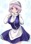  1girl breasts chups highres lapel_pin large_breasts letty_whiterock light_purple_hair purple_eyes short_hair simple_background solo white_background 