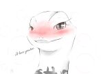  &lt;3 2018 abstract_background anthro blush crusch_lulu cursive cute_fangs dialogue digital_drawing_(artwork) digital_media_(artwork) english_text eyelashes female front_view headshot_portrait light lighting lizard lizardman_(overlord) long_neck looking_at_viewer markings mato_mizuku neck_markings open_mouth open_smile overlord_(series) portrait pupils reptile scalie signature simple_background slit_pupils smile smiling_at_viewer solo spot_color talking_to_viewer text tribal tribal_markings white_background 