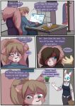  2021 anthro babystar biped clothing comic detailed_background dialogue duo english_text female fur gem_(babystar) hair hi_res shirt sitting speech_bubble standing text thought_bubble topwear 