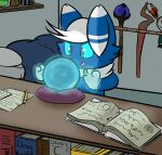  bedroom blue_body blue_fur domestic_cat felid feline felis ferrissimulator fur hi_res invalid_color magic male mammal meowstic nintendo pok&eacute;mon pok&eacute;mon_(species) solo tagme video_games white_body white_fur 