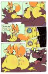  &lt;3 2022 anthro balls big_butt blush bodily_fluids butt canid canine comic cum dialogue duo english_text female foreskin fox genital_fluids genitals hand_on_hip hi_res hot_dogging huge_butt lying male male/female mammal on_back penis precum space speech_bubble spiral_eyes squishy_(artist) submissive submissive_male text thick_thighs wide_hips 