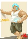  anklet anthro blue_hair bottomwear brown_body brown_fur clothing fur gouryou hair hi_res jewelry lifewonders male mammal musclegut necklace satoshijoga1 shirt shorts solo suid suina sus_(pig) tank_top tokyo_afterschool_summoners topwear video_games wild_boar 