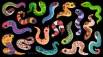  animal animal_focus artist_name black_background blue_eyes brown_eyes commentary english_commentary from_side green_eyes no_humans original pikaole purple_eyes red_eyes simple_background snake tongue tongue_out watermark yellow_eyes 