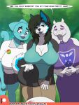  anthro azrealm azrealm1 big_breasts bovid breasts canid canine canis caprine cartoon_network dialogue domestic_cat domestic_dog felid feline felis female goat group hi_res husky mammal mommy_kink mother nicole_watterson nordic_sled_dog parent spitz the_amazing_world_of_gumball toriel trio undertale_(series) 