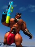  3d_(artwork) 5_fingers abs anthro anthroanim big_bulge big_pecs big_penis black_hair black_hands bulge chest_tuft clothing digital_media_(artwork) equid equine eyewear facial_hair fingers genitals hair hi_res horse huge_bulge huge_penis hyper hyper_bulge hyper_genitalia hyper_penis invalid_tag male mammal muscular muscular_anthro muscular_male nipples pecs penis red_clothing red_thong red_underwear sebastian_horse solo spray standing standing_in_water sunglasses teeth thong toy toy_gun tuft underwear water water_drop water_gun 