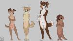  absurd_res animal_genitalia anthro avery_(furvie) canid canine canis domestic_dog female flat_chested fur furvie furvie_(furvie) genitals group hands_behind_back heterochromia hi_res laura_(furvie) lutrine male mammal multicolored_body multicolored_fur mustelid nude paws penis penis_tip pussy sheath sierra_(furvie) smile standing two_tone_body two_tone_fur 