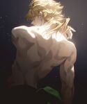  1boy back birthmark blonde_hair chromatic_aberration closed_mouth dio_brando duplicate fajyobore floating_hair from_behind joestar_birthmark jojo_no_kimyou_na_bouken jojo_pose light_particles light_smile long_hair looking_back making-of_available male_focus paid_reward_available photoshop_(medium) pixel-perfect_duplicate pose scar scar_on_neck shadow sideways_glance solo star_(symbol) stardust_crusaders toned toned_male topless_male upper_body wavy_hair yellow_eyes 