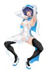  1girl absurdres ahegao armpits arms_up bangs black_legwear blue_eyes blue_hair breasts capelet covered_nipples crotch_cutout dress eyebrows_visible_through_hair full_body hat high_heels highres lips mamimi_(mamamimi) medium_breasts peeing pussy rolling_eyes saliva see-through short_hair sideboob simple_background solo spread_legs squatting suntory suntory_nomu sweat teeth thighhighs thighs uncensored virtual_youtuber wet wet_clothes wet_dress white_background white_footwear 