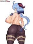  2022 big_breasts big_butt blush breasts butt butt_grab camel_toe female ganyu_(genshin_impact) genshin_impact girlsay hand_on_butt hi_res horn horned_humanoid humanoid looking_at_viewer looking_back nipples solo video_games 