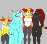  alolan_ninetales big_breasts braixen breasts delphox female female/female feral group nintendo pok&eacute;mon pok&eacute;mon_(species) regional_form_(pok&eacute;mon) roxylover shy thedeadtimezone video_games zoroark 