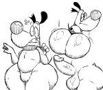  2020 anthro balls big_butt butt canid canine canis collar digital_media_(artwork) domestic_dog erection filthyopossum genitals happy_higgenbottom hi_res humanoid_genitalia humanoid_penis looking_back male mammal nickelodeon penis simple_background solo the_mighty_b! thick_thighs vein veiny_penis white_background 