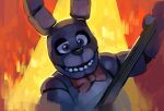  2022 animatronic anthro bonnie_(fnaf) bow_tie digital_drawing_(artwork) digital_media_(artwork) five_nights_at_freddy&#039;s guitar holding_musical_instrument holding_object lagomorph leporid machine male mammal musical_instrument open_mouth open_smile plucked_string_instrument purple_body purple_eyes rabbit robot scottgames skylordlysander smile solo string_instrument tagme video_games 