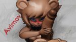  anthro avimov blue_eyes blush brown_body clothing duo female five_nights_at_freddy&#039;s fur genitals hat headgear headwear hi_res humanoid intersex intersex/female mammal penis scottgames ursid video_games 