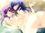  bath blue_eyes blue_hair breasts censored game_cg himeyuri_ruri himeyuri_sango medium_breasts mosaic_censoring multiple_girls nakamura_takeshi nude penis purple_eyes purple_hair pussy siblings to_heart_2 to_heart_2_xrated twins 