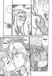  1girl breast_grab breasts comic crown doujinshi grabbing greyscale hard_translated hat kiss large_breasts link long_hair monochrome nintendo nude pointy_ears princess_zelda scan scan_artifacts taira_hajime the_legend_of_zelda the_legend_of_zelda:_ocarina_of_time translated 