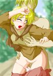  1girl alma_beoulve arm_grab arm_up blonde_hair blouse blush breast_grab breasts censored day doggystyle faceless faceless_male final_fantasy final_fantasy_tactics grabbing groping head_tilt hetero incest long_sleeves medium_breasts mikagami_sou mosaic_censoring nature open_mouth orange_eyes outdoors panties panty_pull pink_panties ponytail pussy_juice ramza_beoulve sex siblings skirt skirt_pull torso_grab turtleneck underwear vaginal wince 
