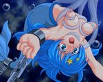  arched_back armpits arms_up bangs bdsm blue_eyes blue_hair blush bondage bound bound_wrists breast_grab breasts breasts_apart bubble chain cuffs full_body grabbing hair_ornament houshou_hanon inferno_(nanbu14) jpeg_artifacts long_hair looking_at_viewer medium_breasts mermaid mermaid_melody_pichi_pichi_pitch monster_girl nipple_tweak nipples nude open_mouth perspective rape scared shackles solo star star_hair_ornament tentacles underwater upside-down 
