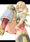  armor ashelia_b'nargin_dalmasca blonde_hair blush boots censored detached_sleeves final_fantasy final_fantasy_xii fingering leg_up lying masturbation midriff mikagami_sou mosaic_censoring no_panties one_eye_closed open_mouth pussy pussy_juice short_hair skirt solo spread_legs thighhighs upskirt 