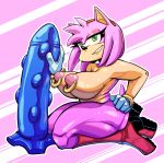  2022 abstract_background amy_rose anthro big_breasts blue_dildo boots box_chan breasts clothing dildo eulipotyphlan female footwear full-length_portrait gloves green_eyes grin hair hand_on_butt handwear hedgehog hi_res holding_dildo holding_object holding_sex_toy huge_dildo it&#039;ll_never_fit kneeling looking_at_viewer mammal mostly_nude nipple_piercing nipple_ring nipples piercing pink_hair portrait sega sex_toy smile solo sonic_the_hedgehog_(series) 
