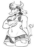  animal_print anthro bikini bottomwear bovid bovine cattle clothing cow_print cutoffs daisy_dukes denim denim_clothing durg furry hotpants mammal shorts swimwear 