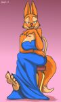  4_toes anthro barefoot bedroom_eyes big_breasts breasts canid canine chair clothing diane_foxington dreamworks dress eyebrow_piercing facial_piercing feet female fox furniture hi_res looking_at_viewer mammal narrowed_eyes piercing seductive sitting solo the_bad_guys toes zp92 