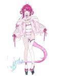  chinese_clothes cleavage_cutout clothing_cutout dragon_girl dragon_horns dragon_tail dress full_body fur_trim horns indie_virtual_youtuber jacket long_hair low_twintails natsuiro_xx pink_dress pink_eyes pink_jacket pinky_(vtuber) platform_footwear second-party_source single_thighhigh sleeves_past_wrists tail thick_eyebrows thigh_strap thighhighs twintails virtual_youtuber 