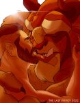  2022 anthro beard beast_(disney) beauty_and_the_beast brown_body brown_fur brown_hair disney embrace eyes_closed facial_hair fur hair hi_res holding_partner horn hug human kissing larger_anthro larger_male male male/male mammal monster muscular muscular_anthro muscular_male pecs romantic romantic_couple shirtless signature size_difference smaller_anthro smaller_male the_last_envoy tusks 