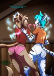  absurd_res anthro butt clothing duo embarrassed felid forced hi_res keidran keith_keiser kissing love male male/male mammal pantherine panties the-killer-wc tiger trace_legacy twokinds underwear webcomic 