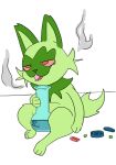  ambiguous_gender bong drug_paraphernalia drugs felid feline feral mammal marijuana nintendo pok&eacute;mon pok&eacute;mon_(species) solo sprigatito teot video_games 