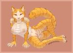  2022 5_fingers anthro big_breasts bottomless breasts clothed clothing domestic_cat felid feline felis female fingers fluffy fluffy_tail fur genitals hair mammal mostly_nude nipple_outline nipples orange_body orange_fur paws pussy shirt shirt_only simple_background smile solo spicychaikitten spread_legs spreading stripes topwear topwear_only translucent translucent_clothing wet wet_clothing wet_shirt wet_topwear whiskers 
