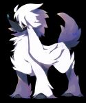  animal_focus black_background closed_mouth full_body furfrou kou11021301 looking_at_viewer no_humans pokemon pokemon_(creature) red_eyes simple_background solo standing symbol-only_commentary 