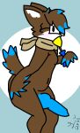  animal_genitalia animal_penis anthro avian bird blue_body blue_feathers blue_penis brown_body brown_feathers bubo_(genus) canine_penis drinking_potion eyewear feathers genitals girly glasses great_horned_owl knot lucas_the_owl lucas_the_owl(character) magic male owl penis potion slightly_chubby solo true_owl wide_hips 