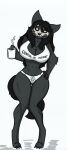  anthro big_breasts black_body black_fur breasts clothing container cup female fur hi_res malo mask pace-maker panties scp-1471 scp-1471-a scp_foundation skull_mask solo thick_thighs underwear 