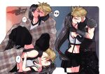  1boy 1girl aircraft airship armor babigonice bare_shoulders black_hair black_legwear black_skirt blanket blonde_hair blue_eyes blush boy_on_top cloud_strife couple cuddling detached_sleeves final_fantasy final_fantasy_vii final_fantasy_vii_remake gloves kiss long_hair looking_at_another low-tied_long_hair lying midriff navel night night_sky on_back red_eyes sequential shoulder_armor skirt sky sleeveless sleeveless_turtleneck spiked_hair star_(sky) starry_sky sunset suspender_skirt suspenders tank_top thighhighs tifa_lockhart turtleneck zettai_ryouiki 