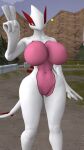  2021 3d_(artwork) 9:16 anthro big_breasts breasts digital_media_(artwork) dnrud12 featureless_breasts female fence flower genitals gesture hi_res hill legendary_pok&eacute;mon looking_at_viewer lugia navel nintendo nude one_eye_closed pink_body pink_skin plant pok&eacute;mon pok&eacute;mon_(species) pok&eacute;morph pose pussy shiny_pok&eacute;mon solo source_filmmaker standing star tree v_sign video_games white_body white_skin 