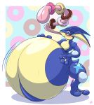  2019 2_toes 3_fingers absurd_res amphibian anthro belly big_belly blush blush_lines bodily_fluids dessert doughnut eggo21 feet fingers food frog greninja half-closed_eyes hand_on_stomach hi_res hyper hyper_belly hypnotic_eyes long_tongue male narrowed_eyes nintendo nude obese obese_anthro obese_male overweight overweight_anthro overweight_male pok&eacute;mon pok&eacute;mon_(species) scales solo spread_legs spreading sweat toes tongue tongue_out video_games 