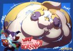  absurd_res afurreak anthro bandai_namco belly big_belly big_butt blue_eyes breasts butt canid canine clothing digimon digimon_(species) duo female fur hi_res huge_butt huge_thighs humanoid impmon inflation male male/female mammal renamon simple_background thick_thighs tuft weight_gain white_body white_fur yellow_body yellow_fur 