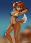  anthro beach belly bikini breasts bushy canid canine canis caramelhooves clothing domestic_dog eyewear female glasses hair hairy invalid_tag mammal navel oily pubic_(disambiguation) seaside shiny_(disambiguation) sing2 sing_(disambiguation) solo suki suki_lane swimwear wet 