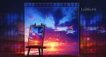  chinese_commentary cloud doorway dusk easel evening highres horizon landscape lifeline_(a384079959) no_humans ocean original painting_(object) scenery signature sky sun sunset 